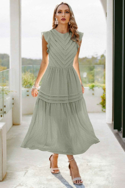 Ruffle Solid Willow Smocked Maxi Dress