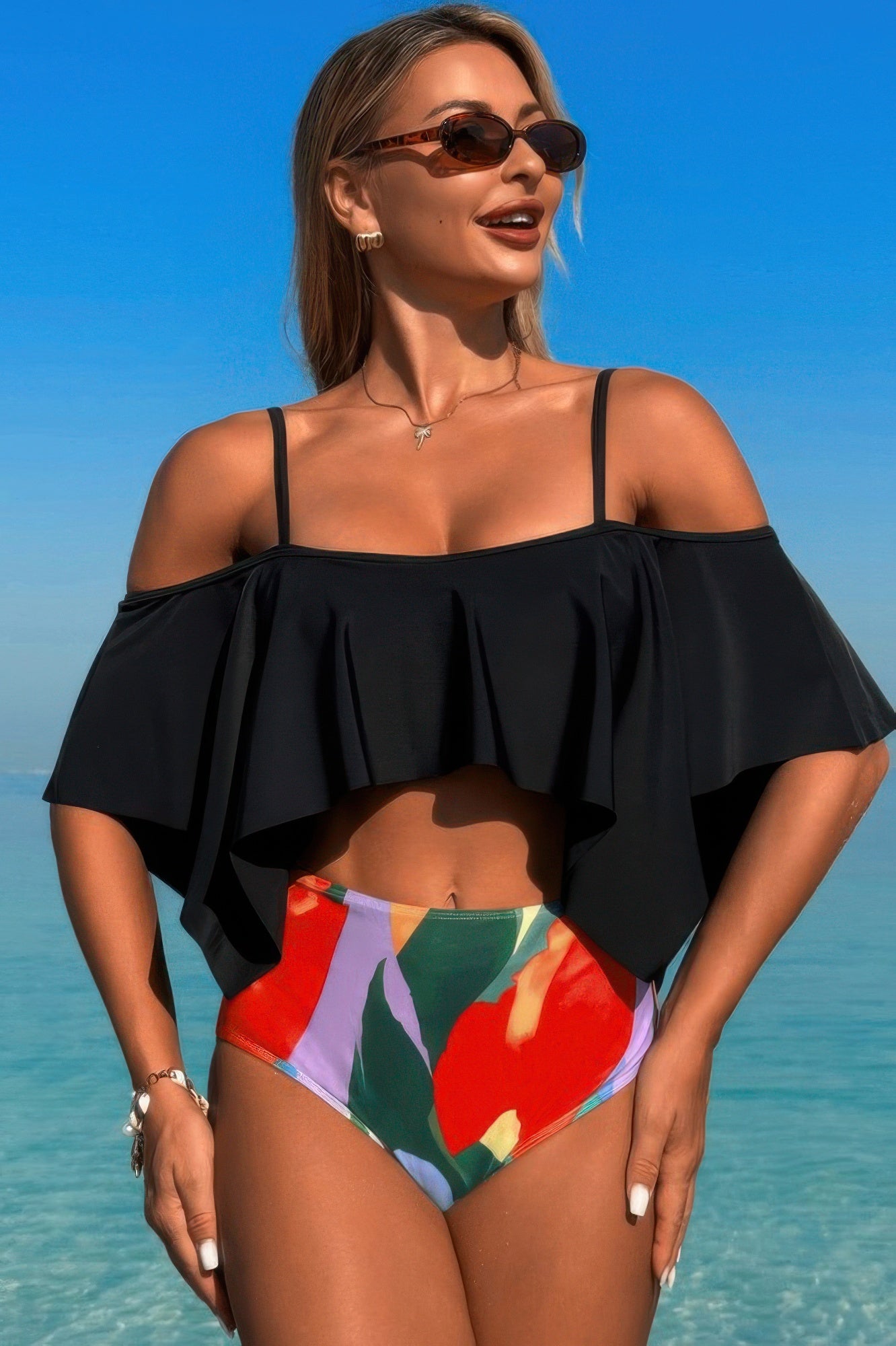 Ruffle Top High Waisted Bottom Tankini Swimsuit - It's a Girly Place