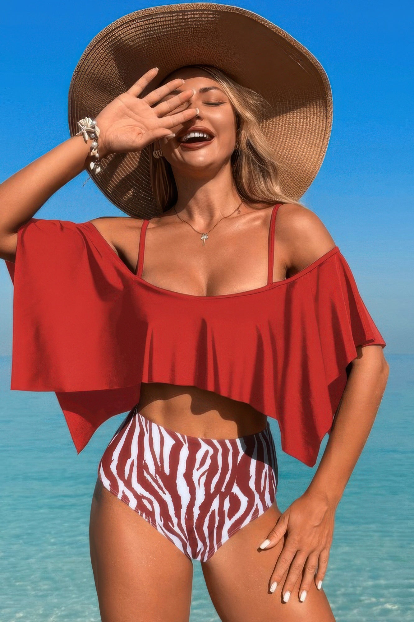 Ruffle Top High Waisted Bottom Tankini Swimsuit - It's a Girly Place