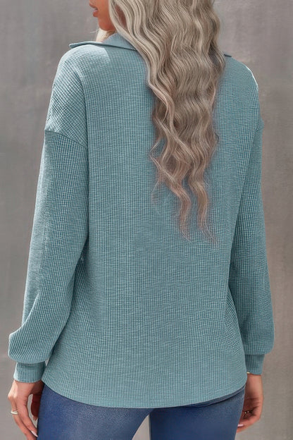 Half Zip Long Sleeve Solid Knit Top - It's a Girly Place