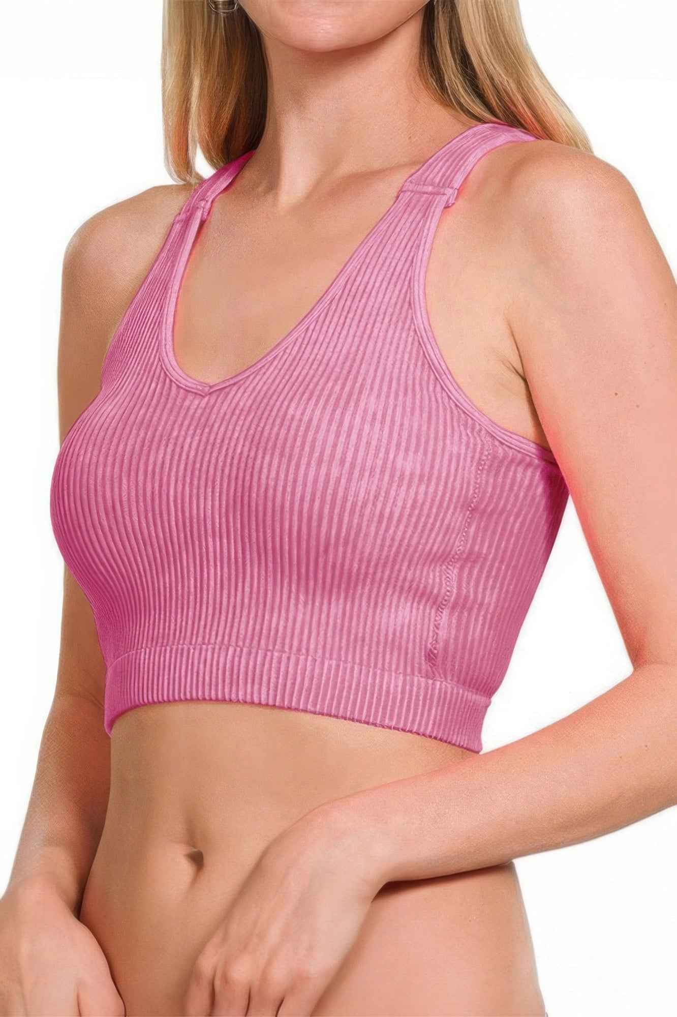 Solid V Neck Elastic Sleeveless High Waist Top