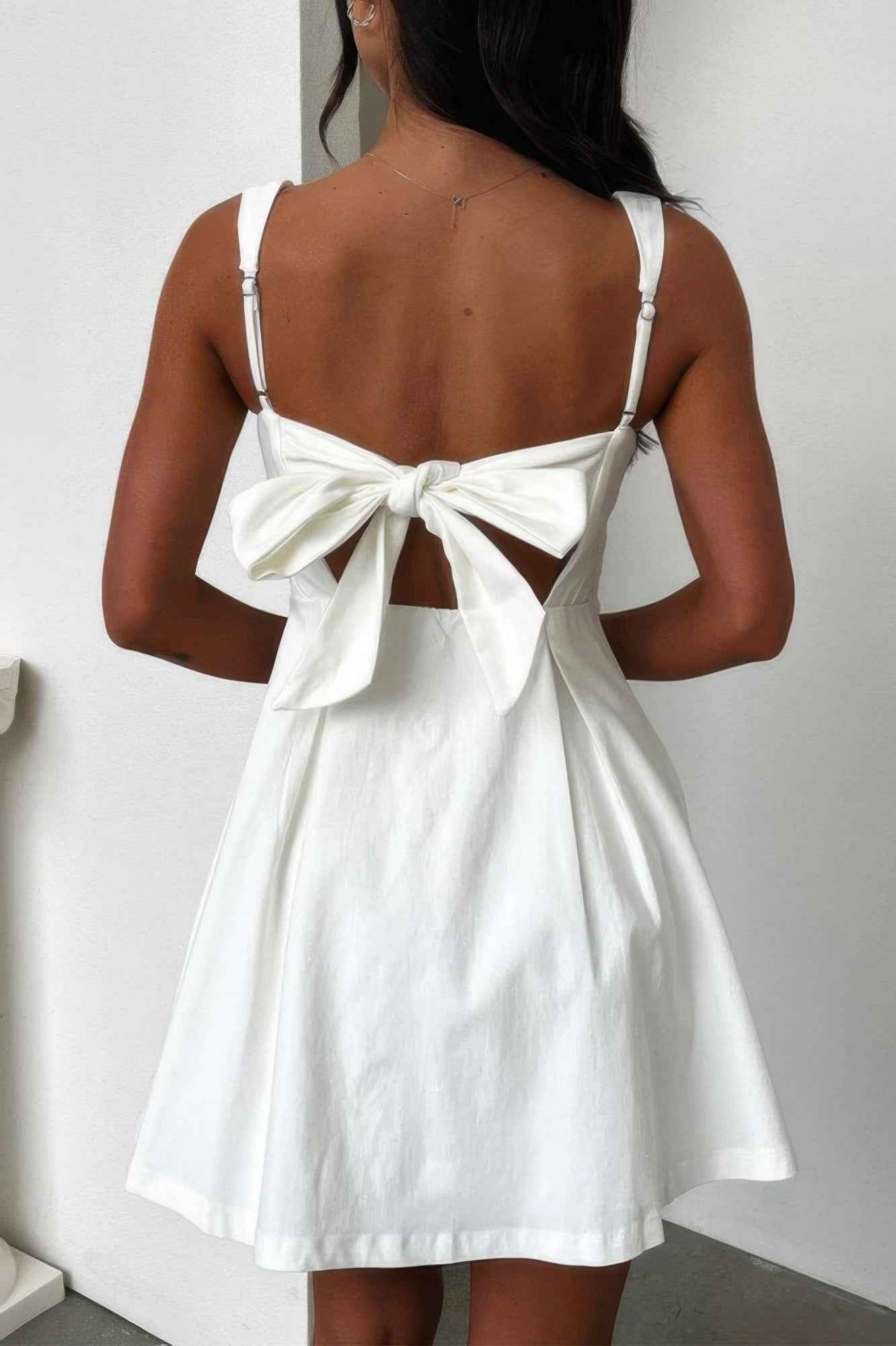 Solid Sleeveless Fit Wide Strap A Line Dress