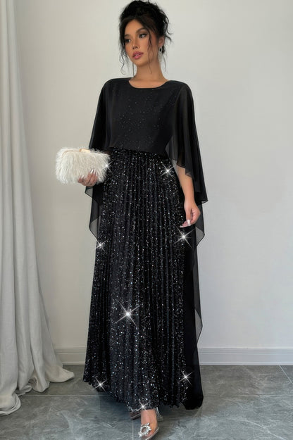 Solid Elegant Sequin Satin Knit Party Long Dress - It's a Girly Place