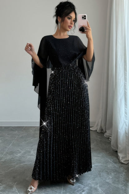 Solid Elegant Sequin Satin Knit Party Long Dress - It's a Girly Place