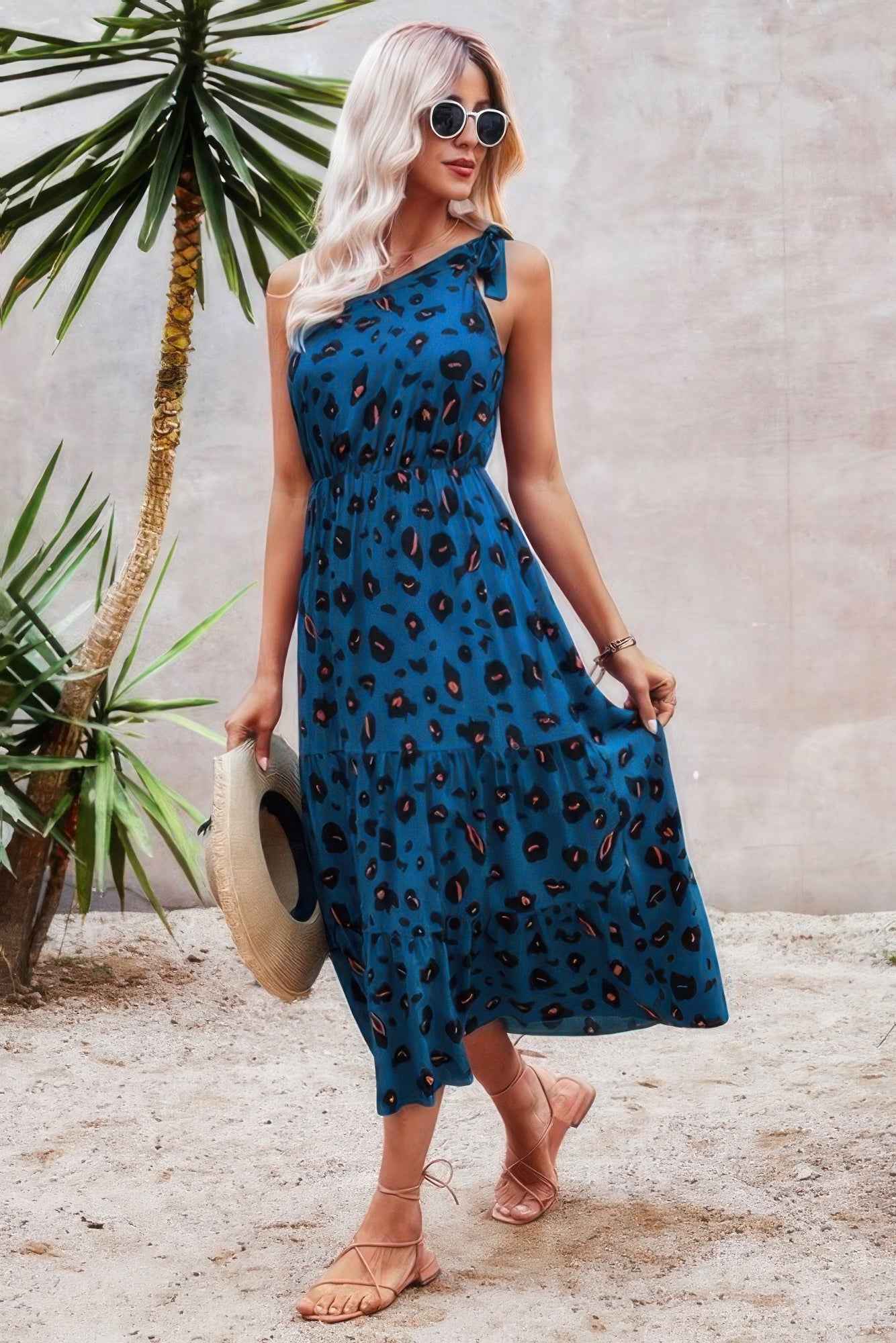 One Shoulder Sleeveless Maxi Dress