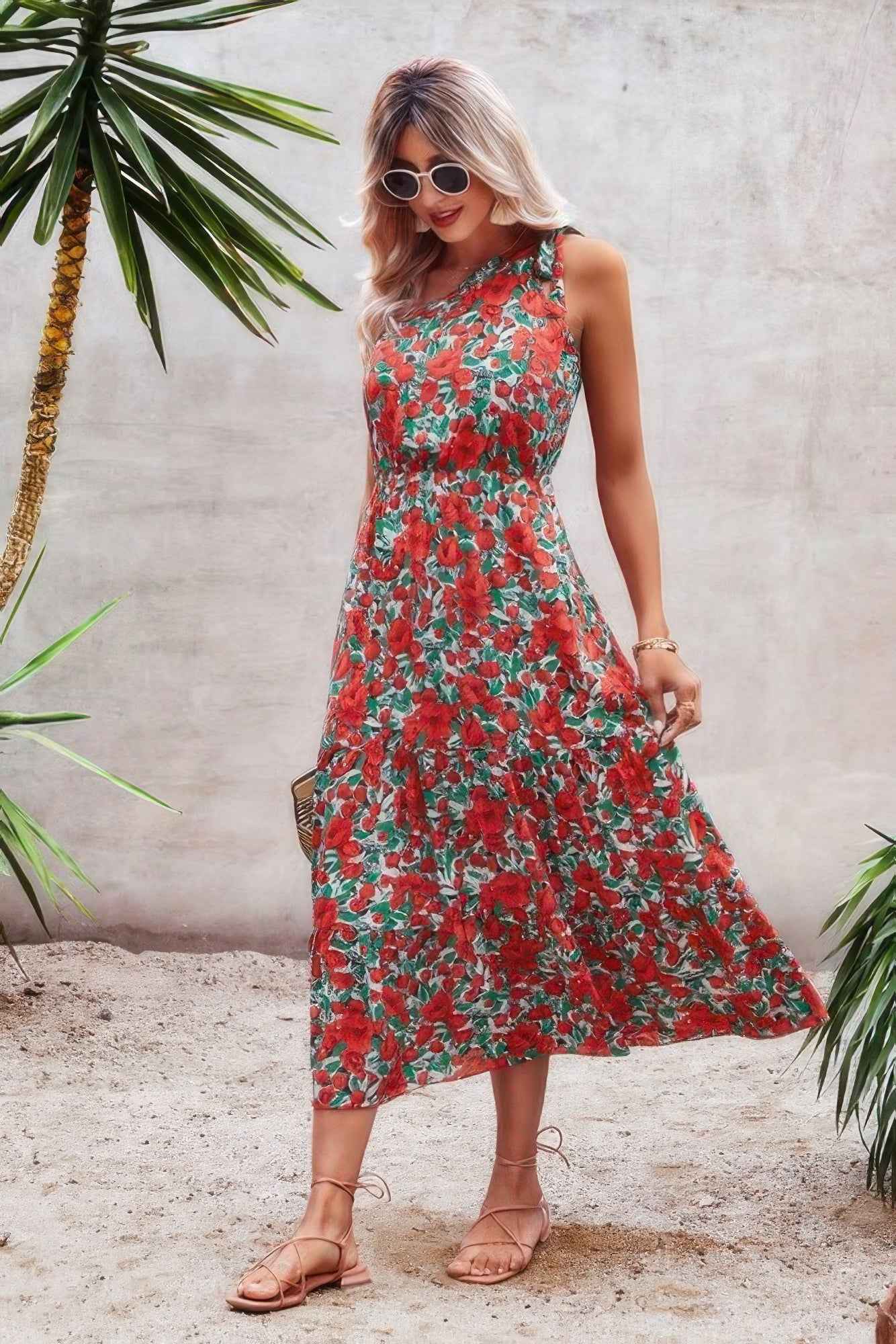 One Shoulder Sleeveless Maxi Dress