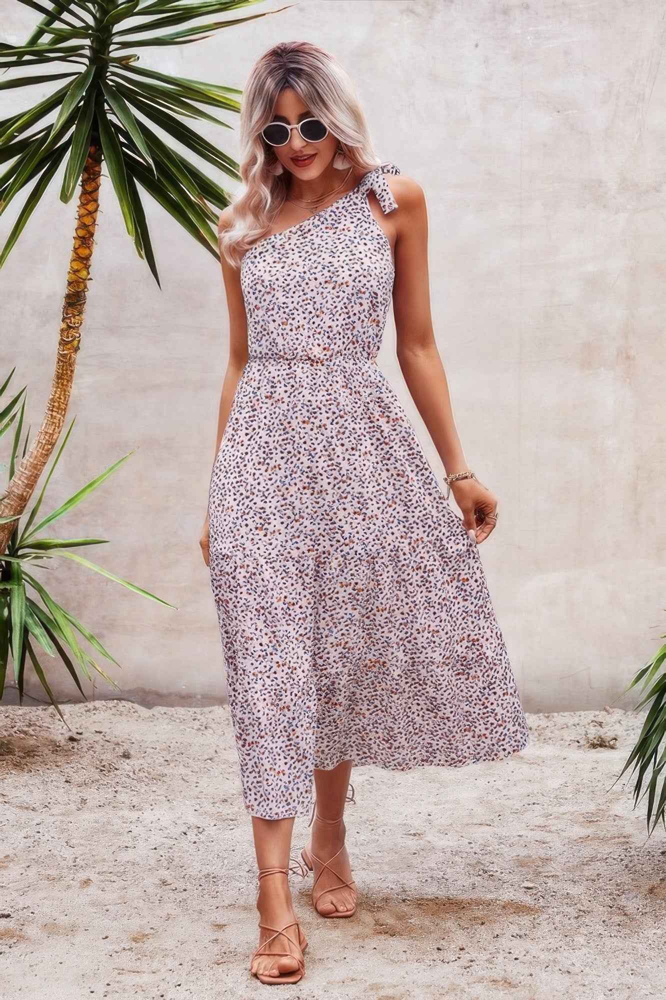 One Shoulder Sleeveless Maxi Dress