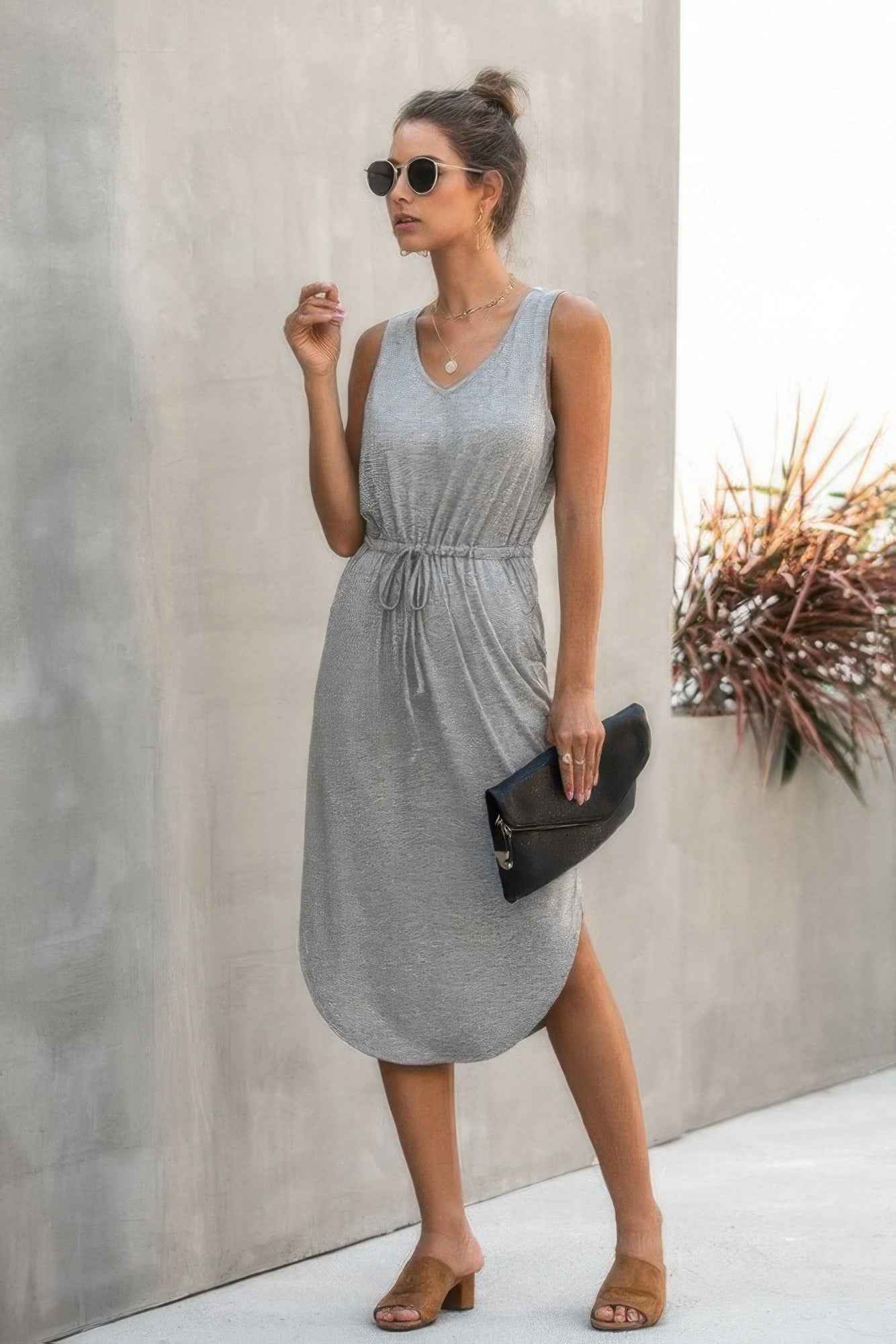 V Neck Sleeveless Tank Dress