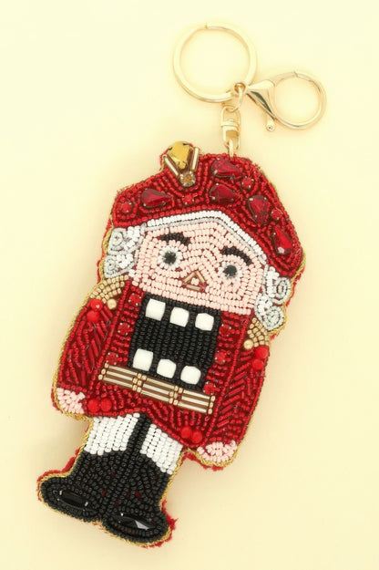 Christmas Nutcracker Seed Beaded Keychain - It's a Girly Place