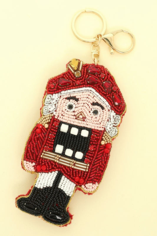 Christmas Nutcracker Seed Beaded Keychain - It's a Girly Place
