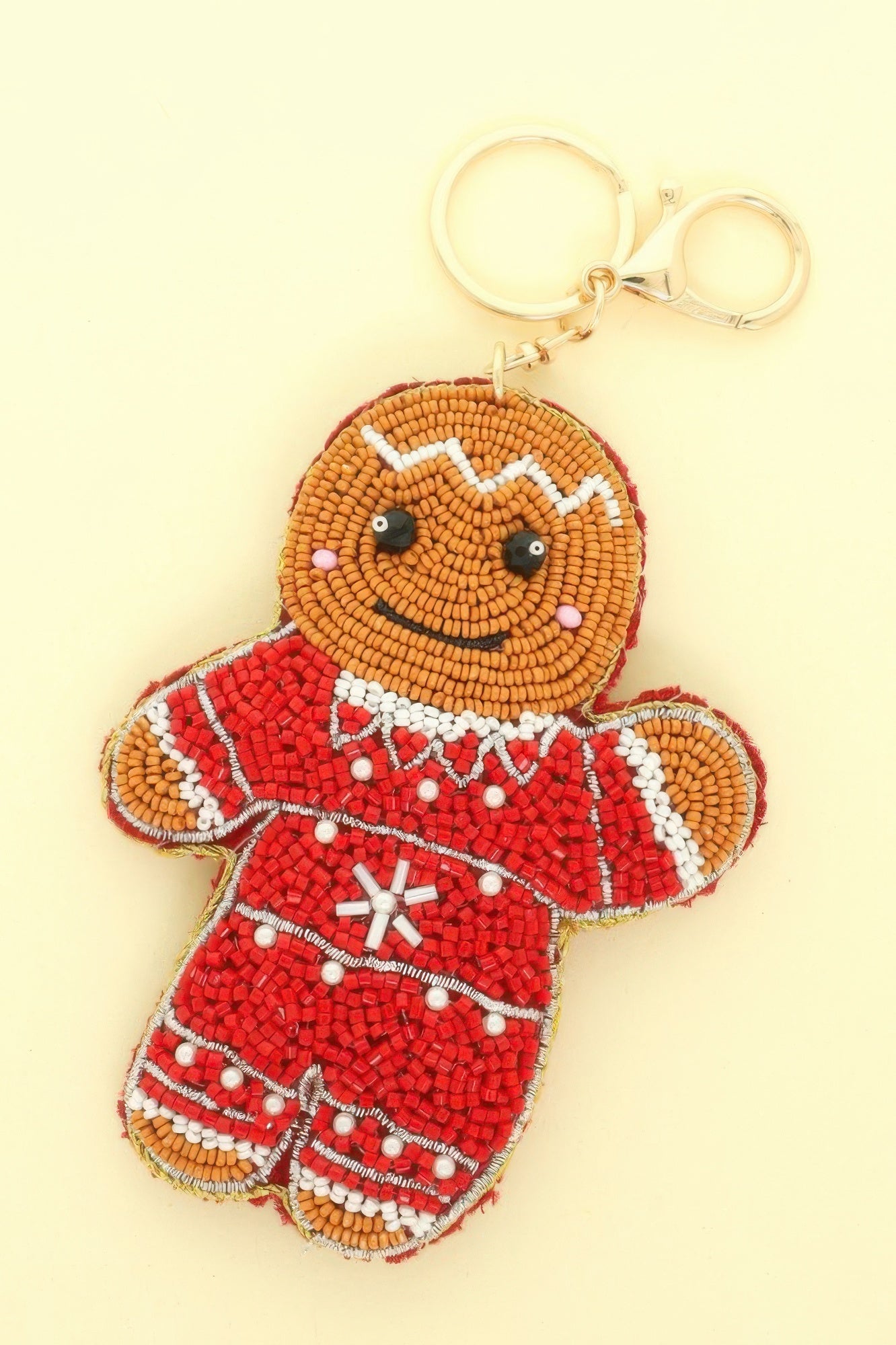 Christmas Gingerbread Seed Beaded Keychain - It's a Girly Place