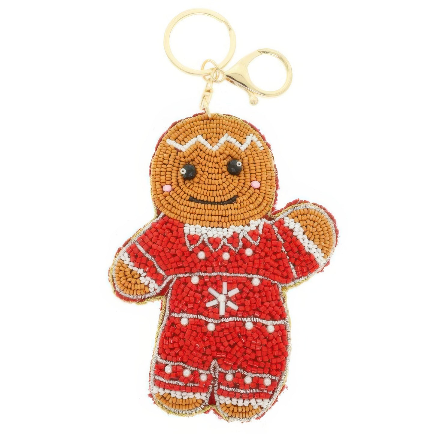 Christmas Gingerbread Seed Beaded Keychain - It's a Girly Place