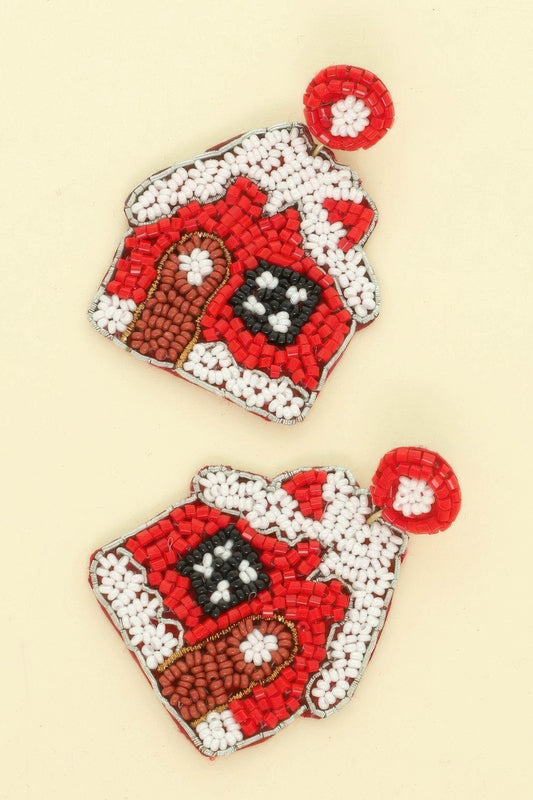 Christmas Gingerbread House Seed Beaded Earrings - It's a Girly Place