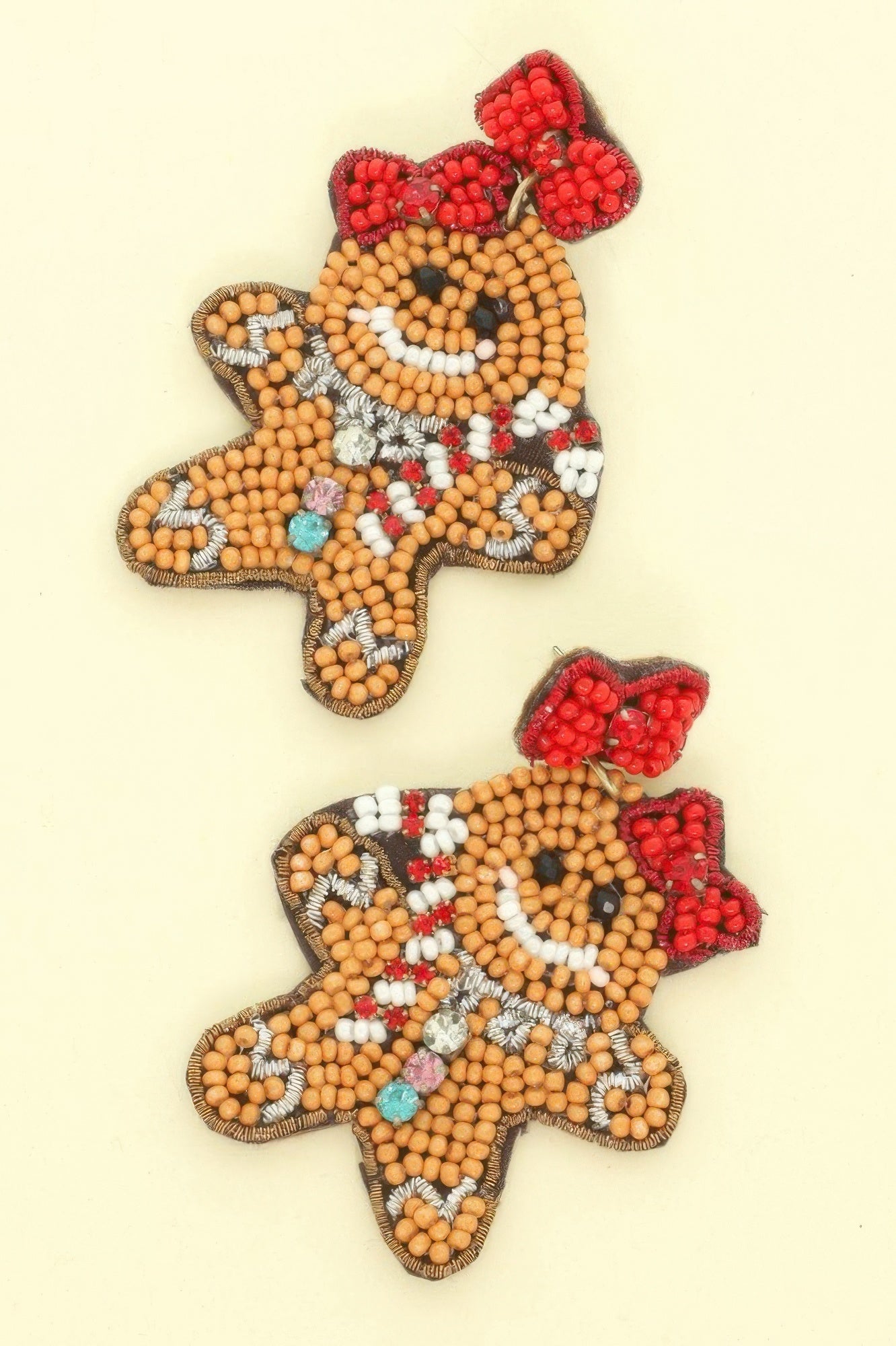 Christmas Gingerbread Woman Seed Beaded Earrings - It's a Girly Place