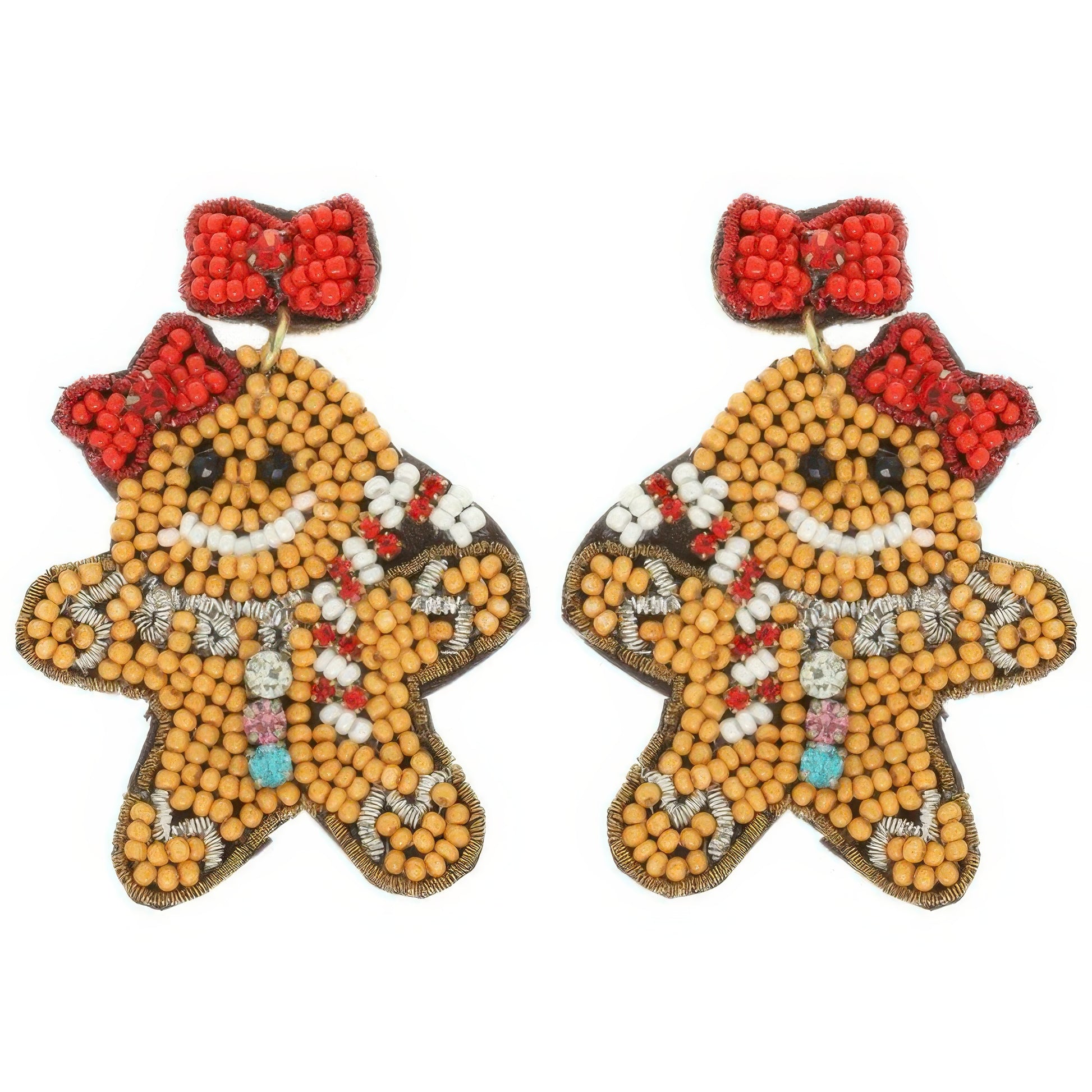 Christmas Gingerbread Woman Seed Beaded Earrings - It's a Girly Place
