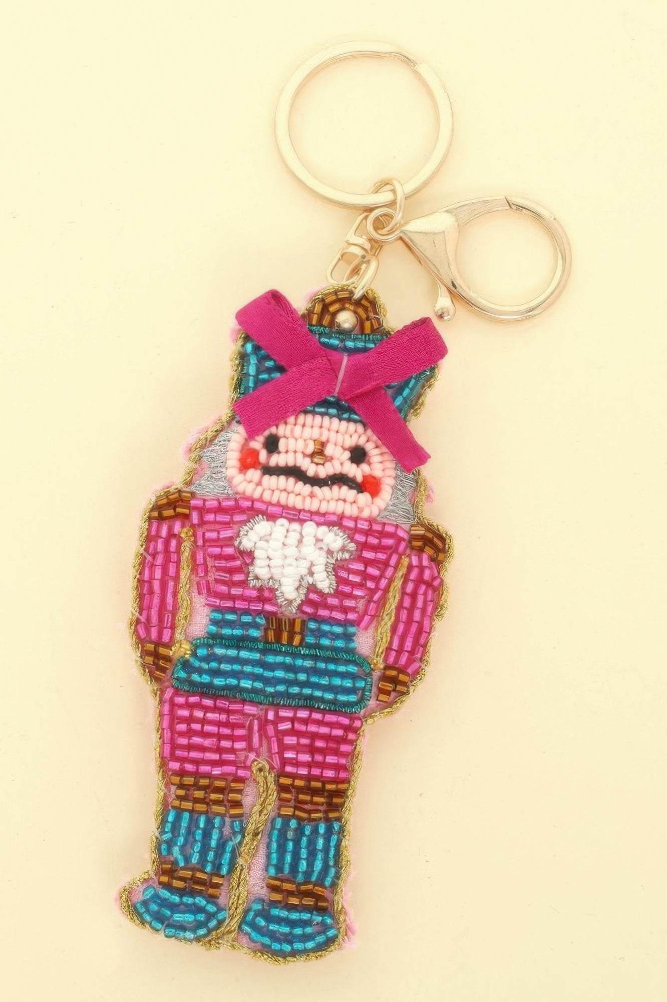 Christmas Nutcracker Seed Beaded Keychain - It's a Girly Place