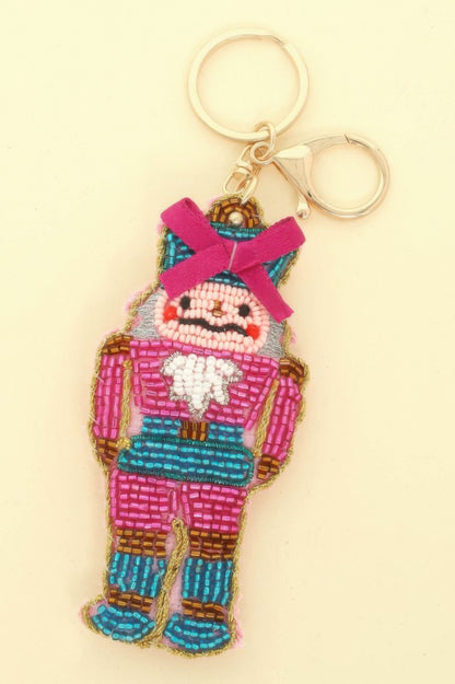 Christmas Nutcracker Seed Beaded Keychain - It's a Girly Place