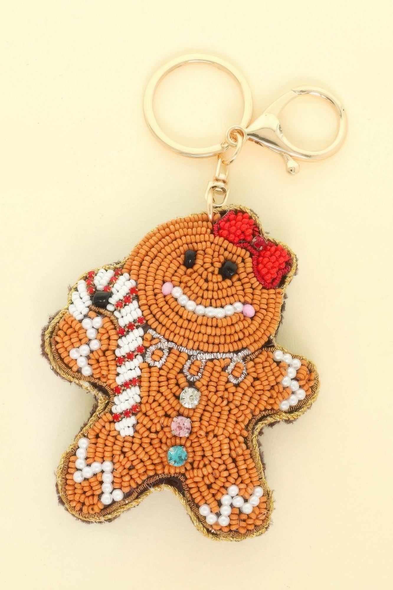 Christmas Gingerbread Woman Beaded Keychain - It's a Girly Place