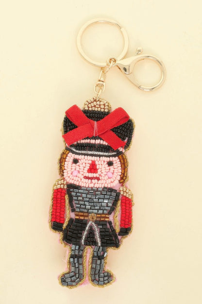 Christmas Nutcracker Seed Beaded Keychain - It's a Girly Place