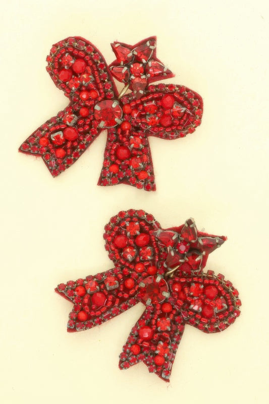 Christmas Bow Post Dangle Earrings - It's a Girly Place