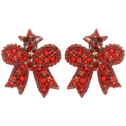 Christmas Bow Post Dangle Earrings - It's a Girly Place