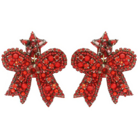 Christmas Bow Post Dangle Earrings - It's a Girly Place