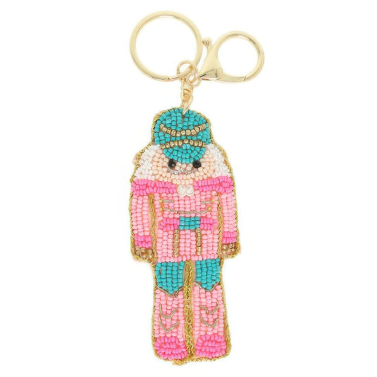 Christmas Nutcracker Seed Beaded Keychain - It's a Girly Place