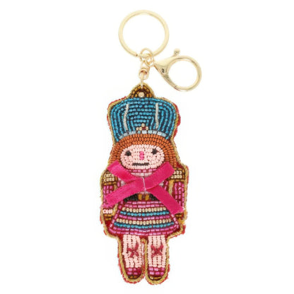 Christmas Nutcracker Seed Beaded Keychain - It's a Girly Place