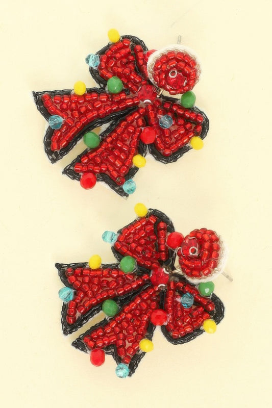 Christmas Bow Post Dangle Earrings - It's a Girly Place
