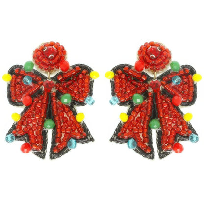 Christmas Bow Post Dangle Earrings - It's a Girly Place