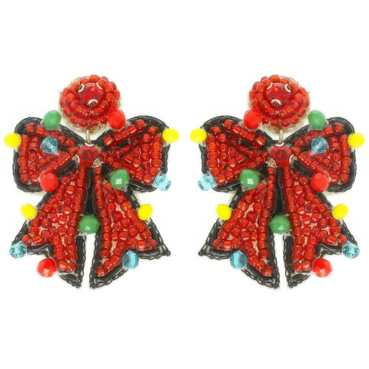 Christmas Bow Post Dangle Earrings - It's a Girly Place