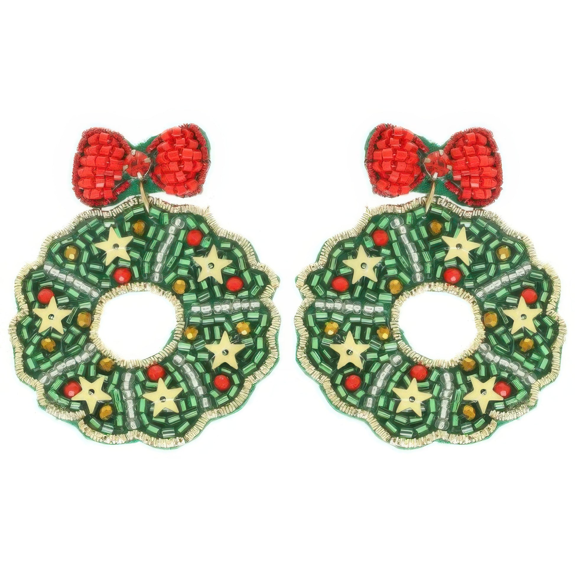 Christmas Wreath Post Dangle Earrings - It's a Girly Place