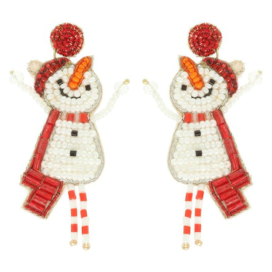 Christmas Scarfed Snowman Post Earrings - It's a Girly Place