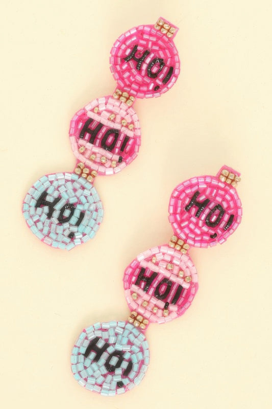 Christmas Hohoho Beaded Earrings - It's a Girly Place