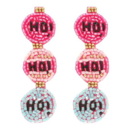 Christmas Hohoho Beaded Earrings - It's a Girly Place