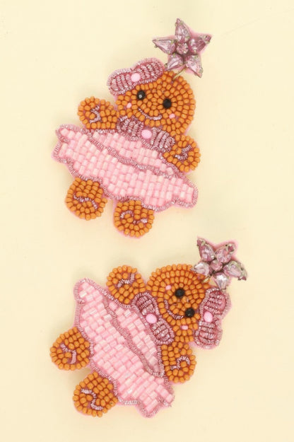 Christmas Gingerbread Ballerina Beaded Earrings - It's a Girly Place