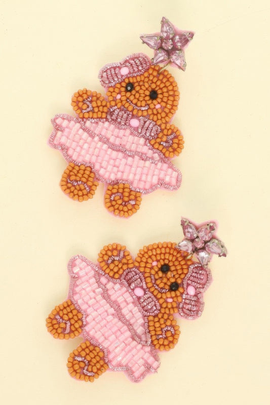 Christmas Gingerbread Ballerina Beaded Earrings - It's a Girly Place