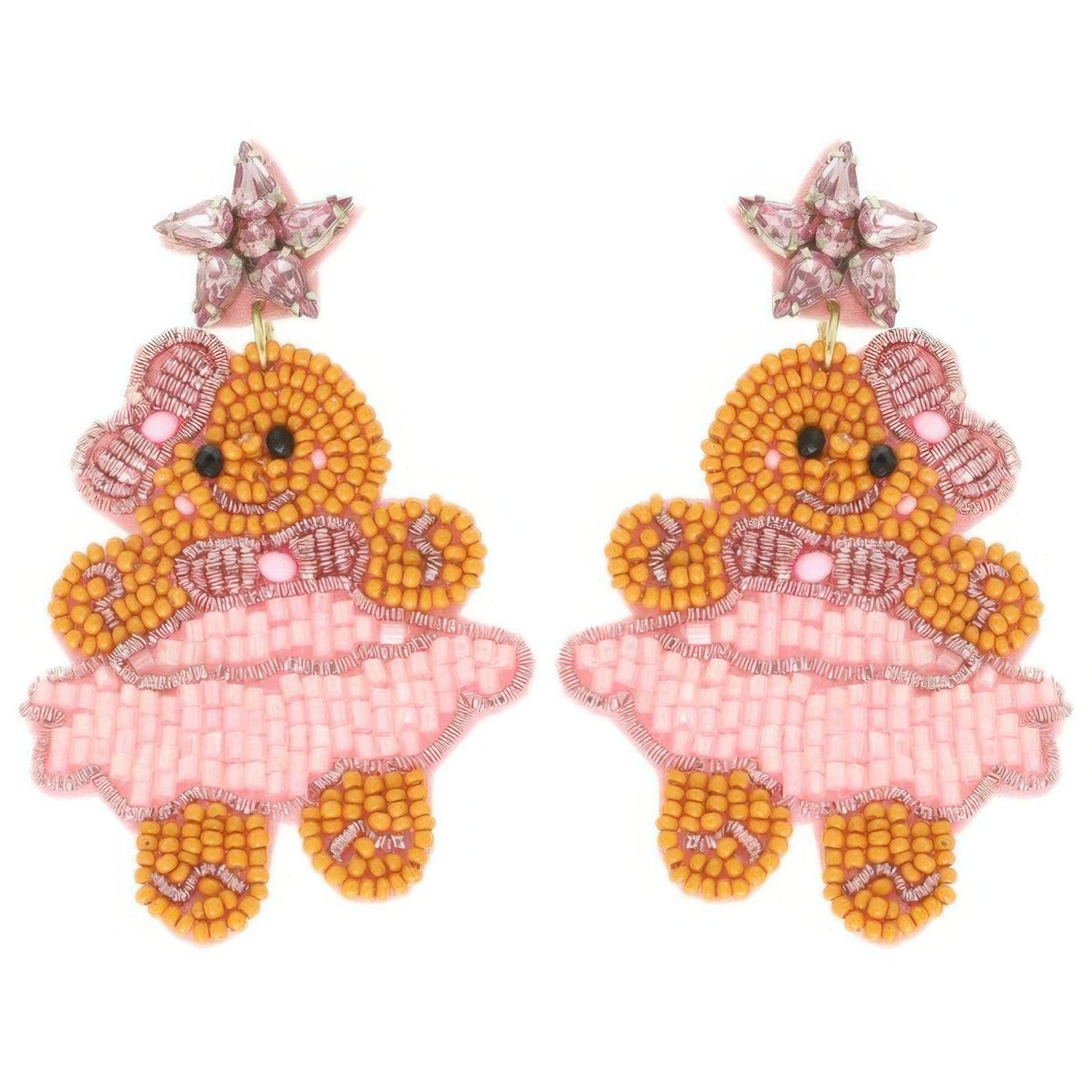 Christmas Gingerbread Ballerina Beaded Earrings - It's a Girly Place