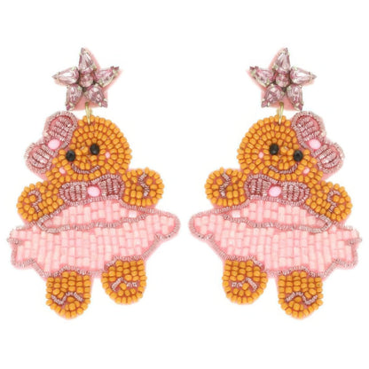Christmas Gingerbread Ballerina Beaded Earrings - It's a Girly Place
