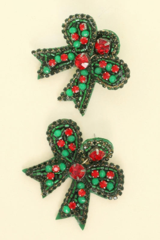 Christmas Bow Post Dangle Earrings - It's a Girly Place