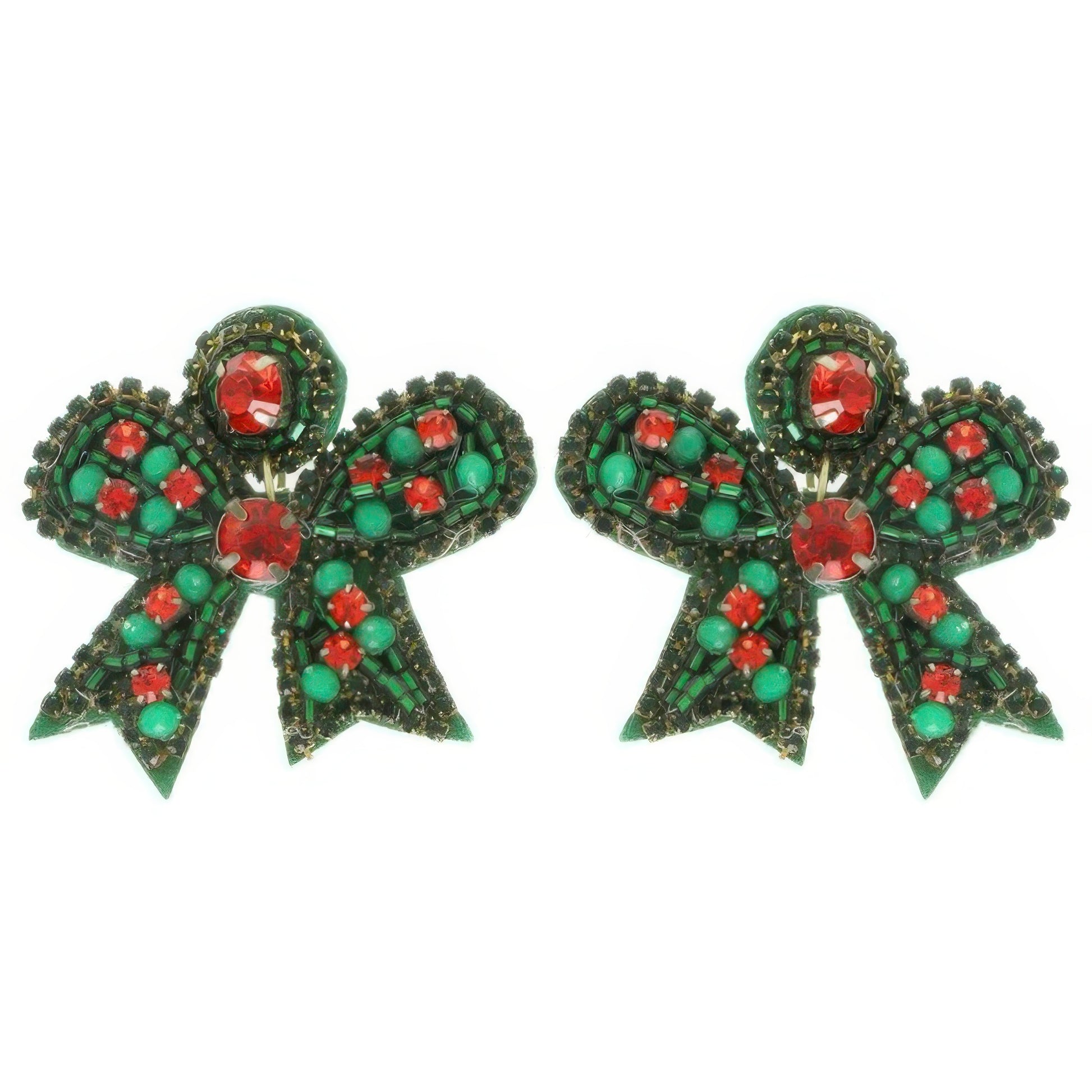 Christmas Bow Post Dangle Earrings - It's a Girly Place