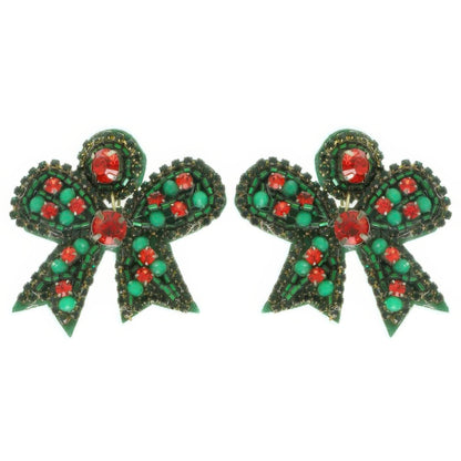 Christmas Bow Post Dangle Earrings - It's a Girly Place