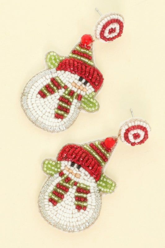 Christmas Scarfed Snowman Post Earrings - It's a Girly Place
