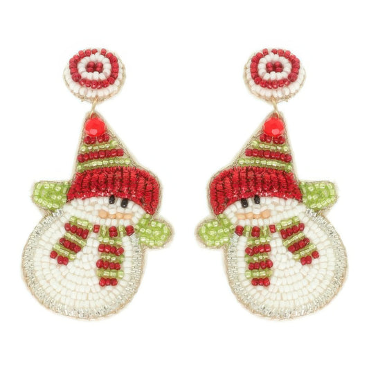 Christmas Scarfed Snowman Post Earrings - It's a Girly Place
