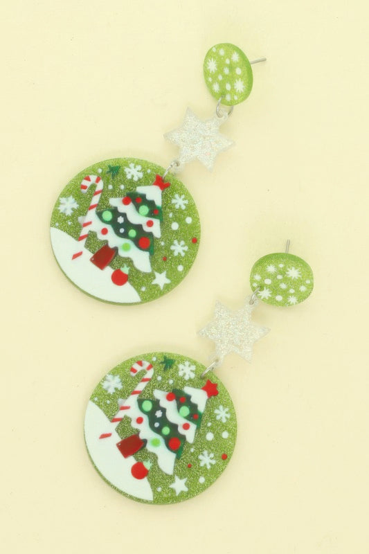 Christmas Tree Ornament Post Dangle Earrings - It's a Girly Place