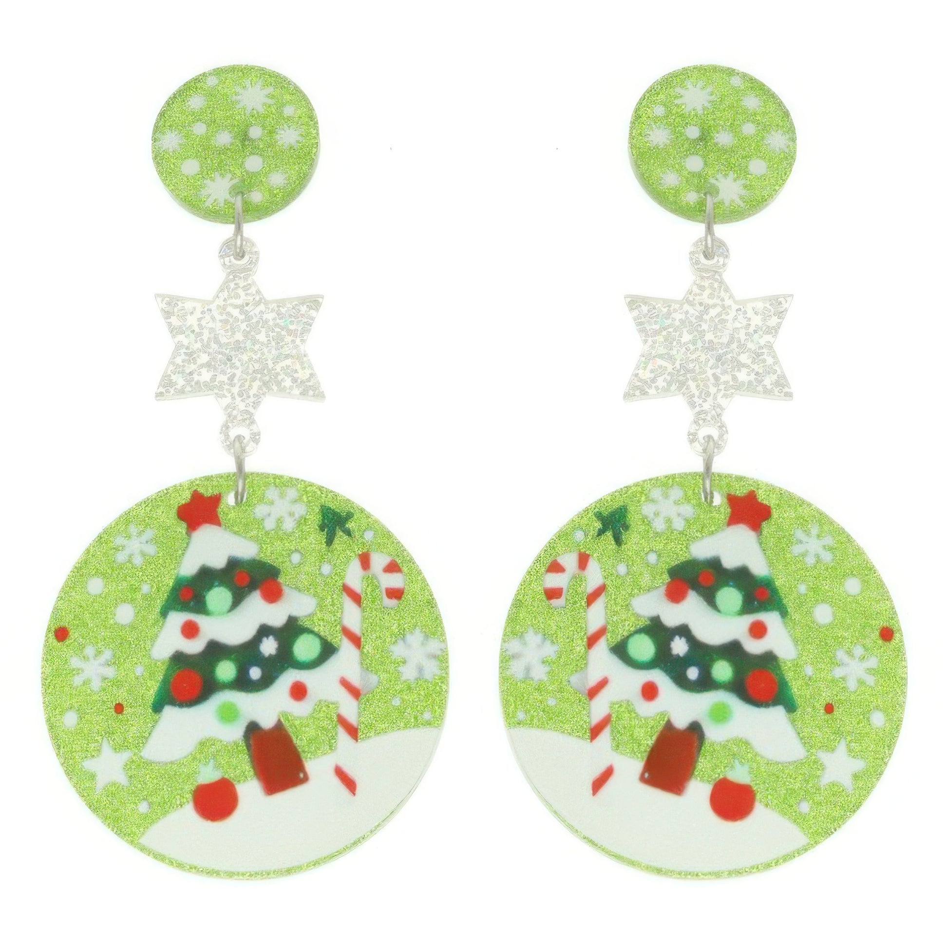 Christmas Tree Ornament Post Dangle Earrings - It's a Girly Place