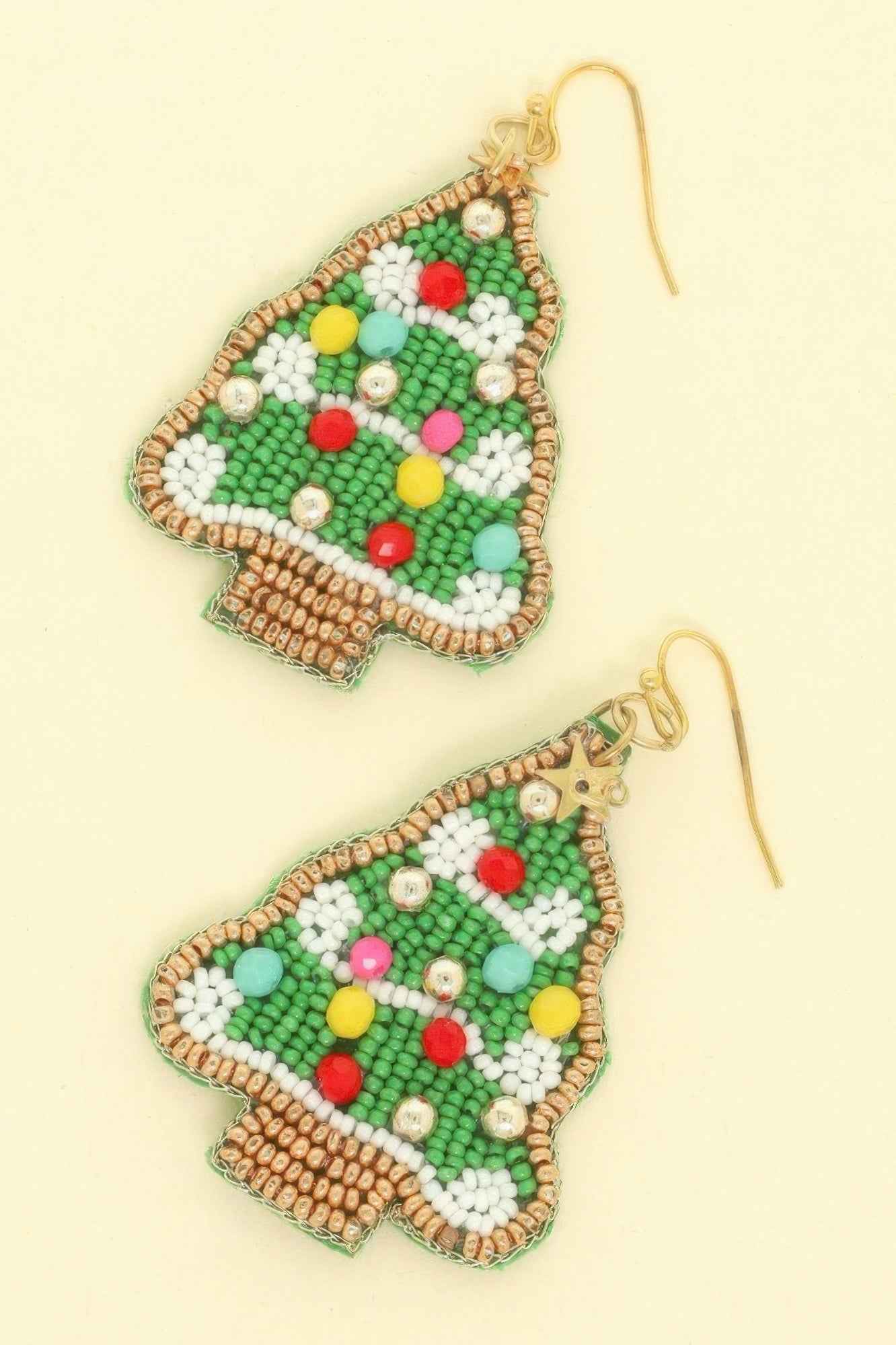 Christmas Tree Beaded Earrings