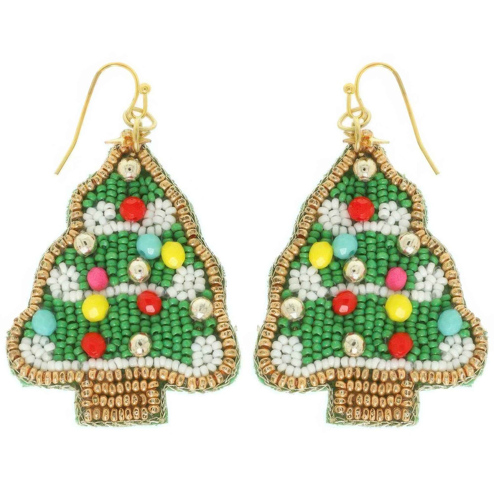 Christmas Tree Beaded Earrings