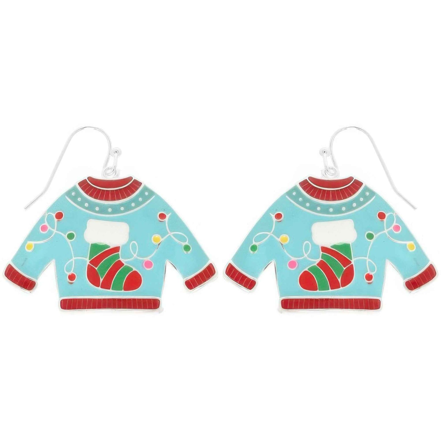 Christmas Theme Ugly Sweater Enamel Earrings