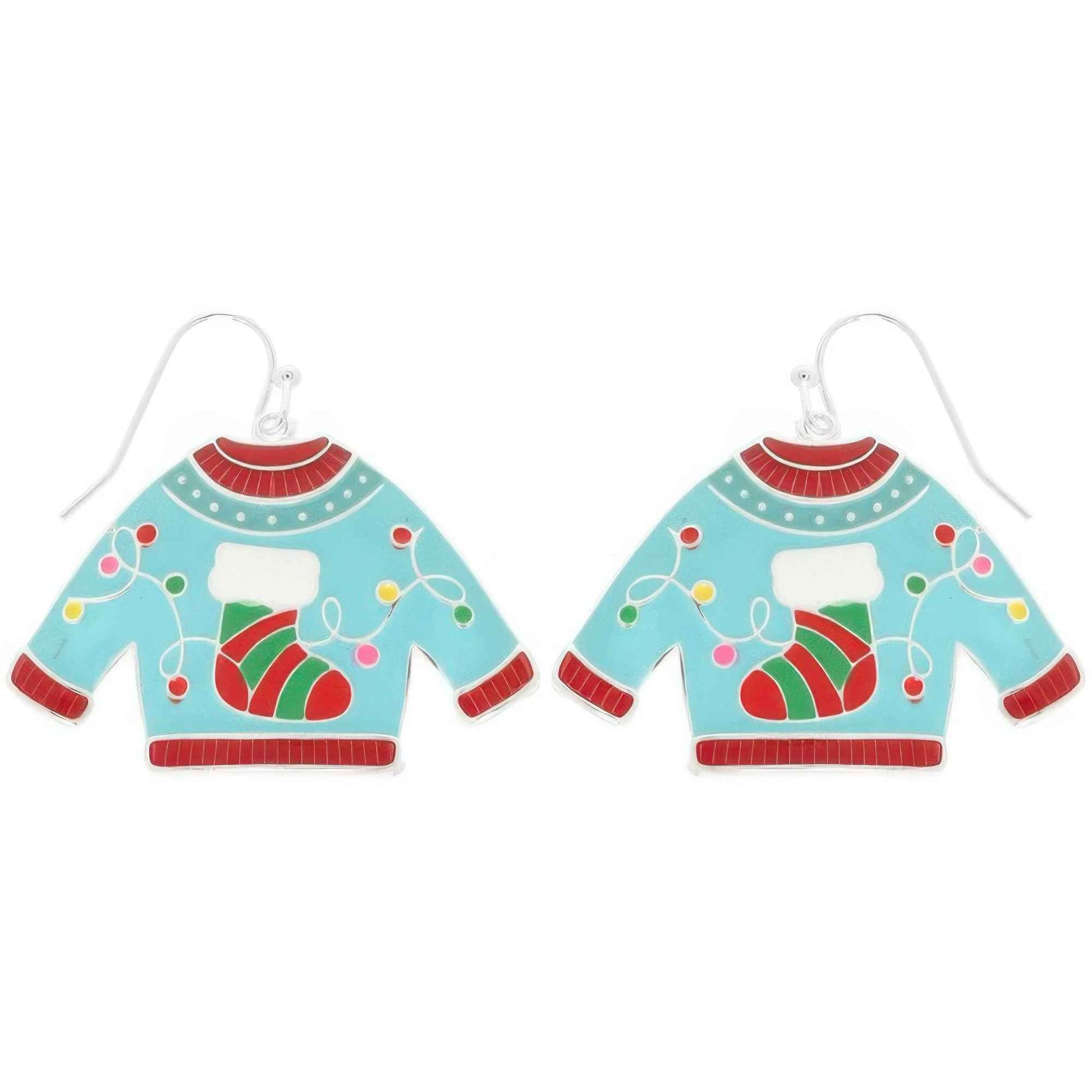 Christmas Theme Ugly Sweater Enamel Earrings